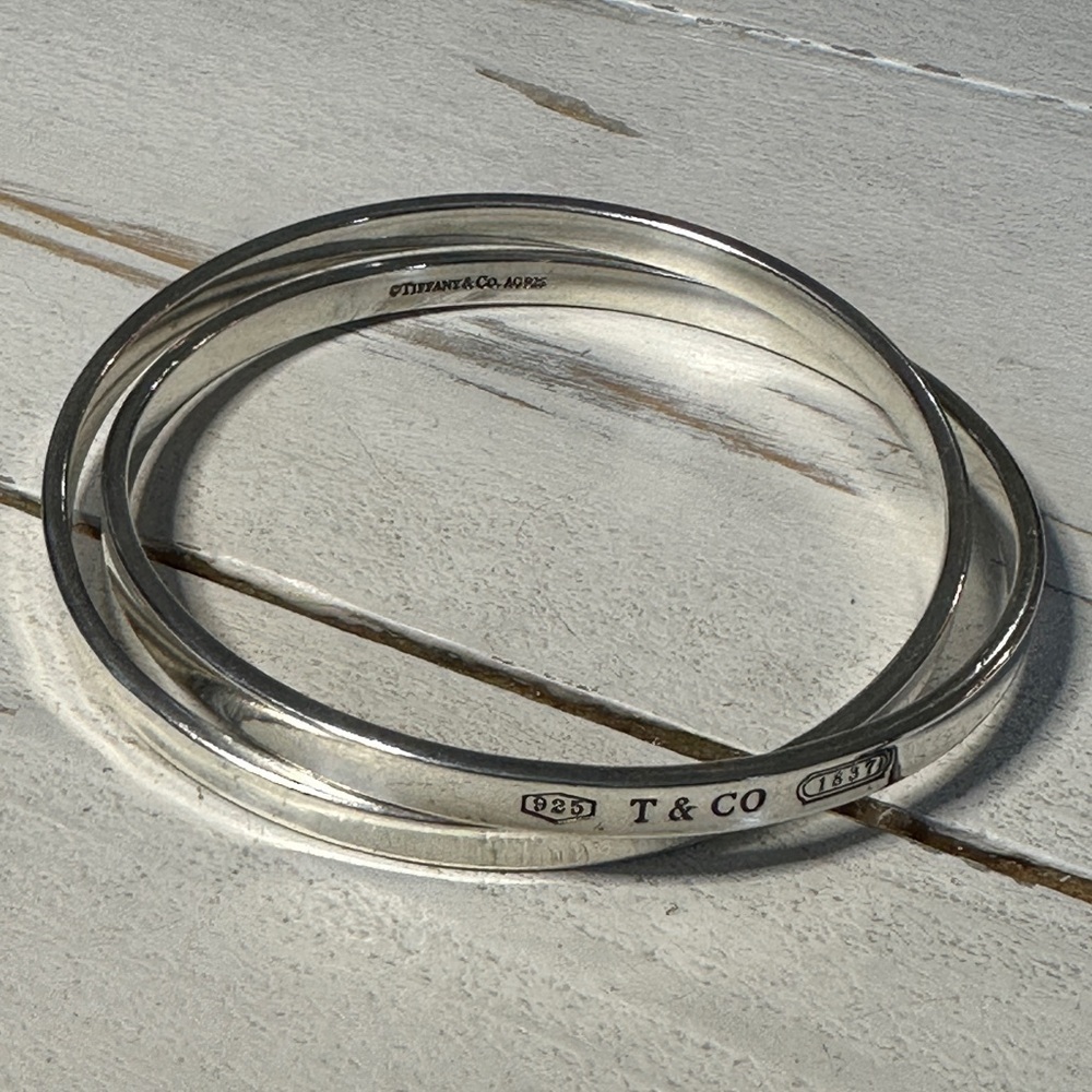 Tiffany & Co. Sterling Silver 1837 Interlocking Circles Bangles - Picture 6 of 7